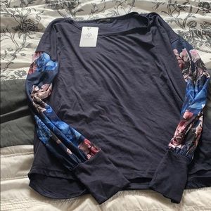 Navy and floral tee